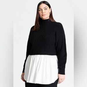 ELOQUII Black Turtle Neck Skirted Sweater - Size 18/20